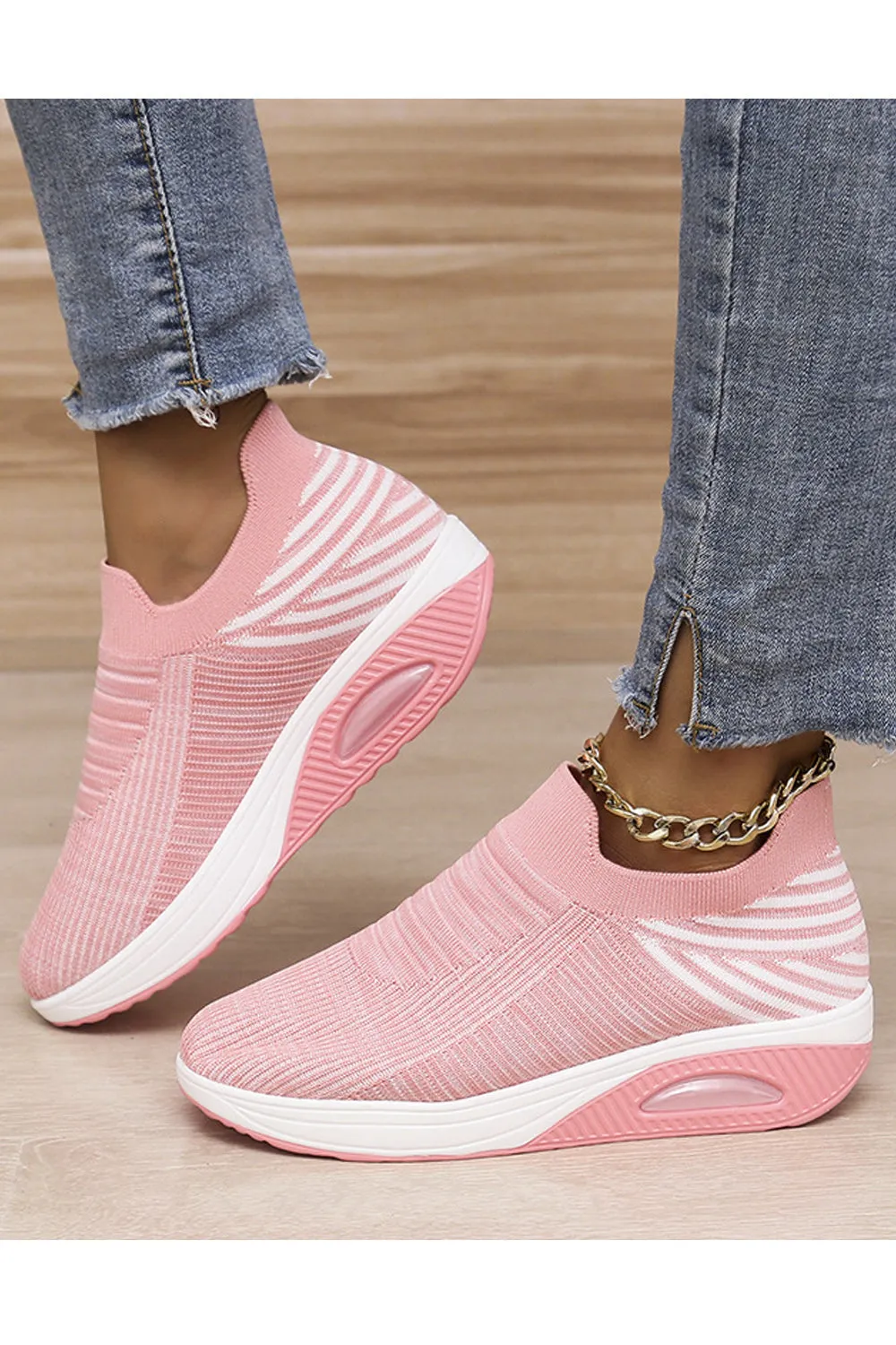 Women Thick Rubber Soled Solid Pattern Modish Autumn Season Comfy Amazing Sneaker Shoes - WSA75081