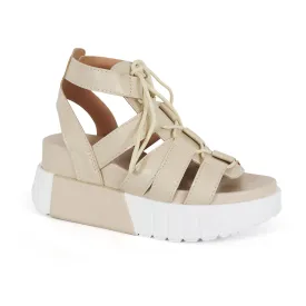 YOKI TAVI-04 Women's Lace Up Chunky Wedge Sandals