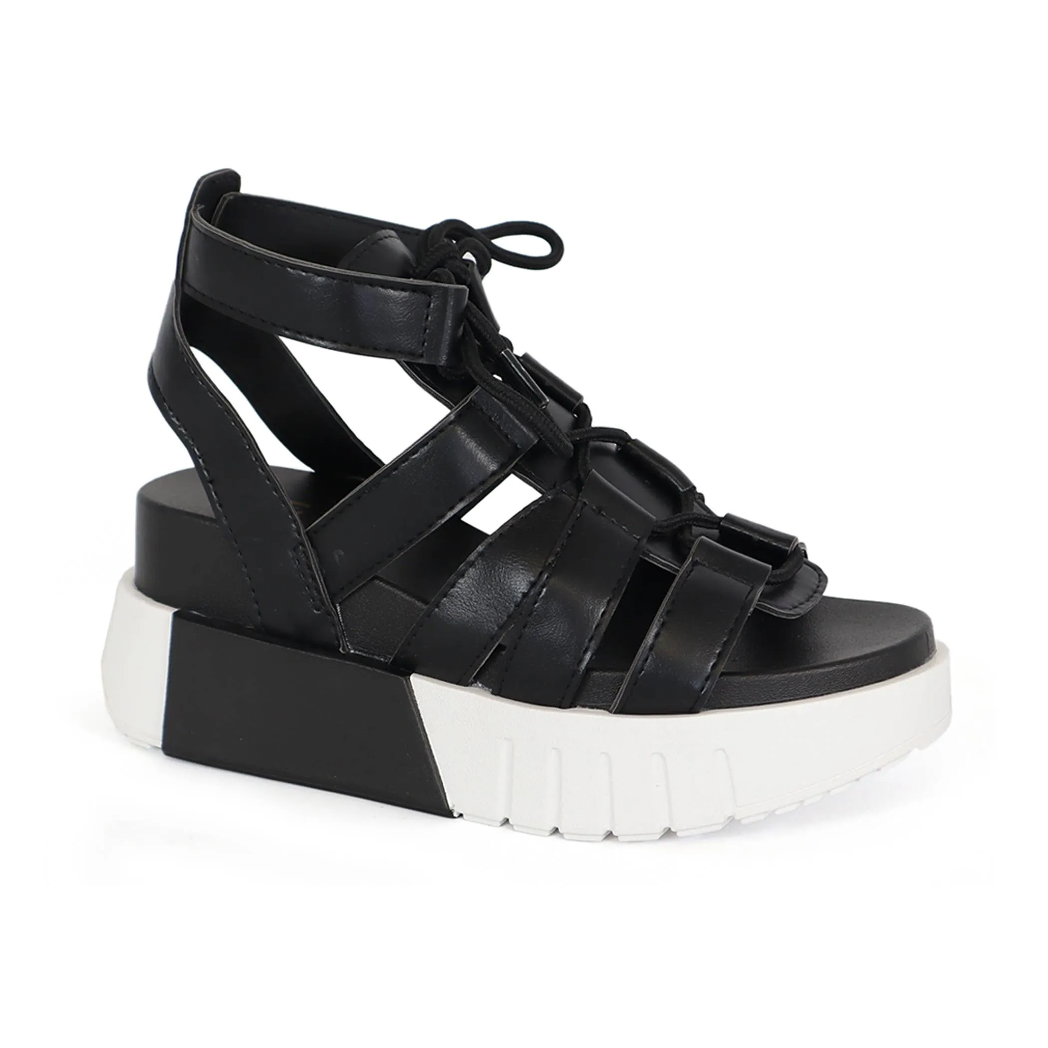 YOKI TAVI-04 Women's Lace Up Chunky Wedge Sandals